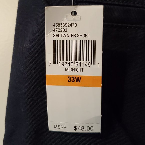 NWT IZOD SALTWATER MEN'S FLAT FRONT CARGO BLUE SHORTS SIZE 33W - Picture 3 of 6